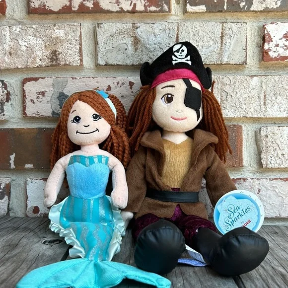 Mermaid and pirate dolls plush Jack by Aurora Cloth with yarn hair 14” - Picture 1 of 6